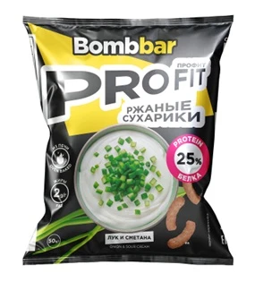 BOMBBAR Протеиновые сухарики 50г - сметана-зеленый лук